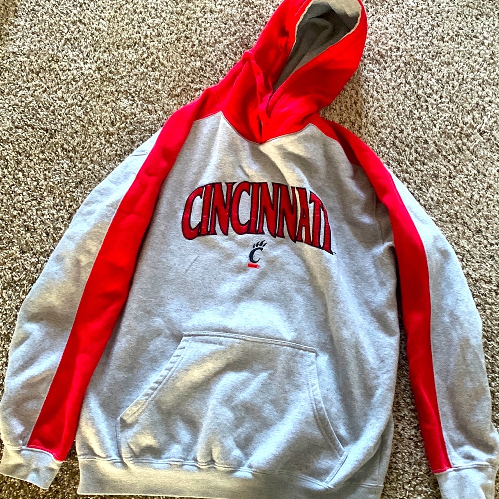 Grey and red Cincinnati hoodie